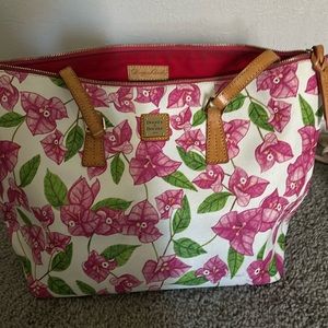 Dooney and Bourke white purse with pink flowers